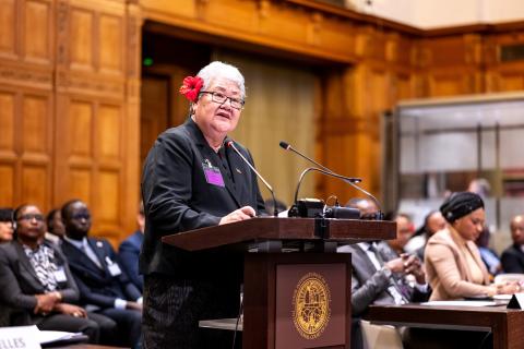 Ms Peseta Noumea Simi, Chief Executive Officer, Ministry of Foreign Affairs and Trade (Samoa) Photograph: UN Photo/ICJ-CIJ/Frank van Beek. Courtesy of the ICJ.