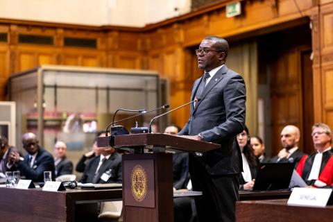 HE Mr Flavien Joubert, Minister for Agriculture, Climate Change and Environment (Seychelles) Photograph: UN Photo/ICJ-CIJ/Frank van Beek. Courtesy of the ICJ.