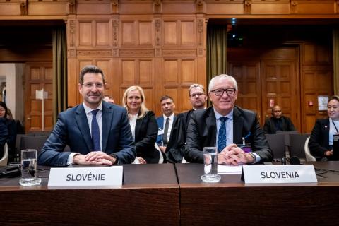 Members of the Delegation of Slovenia Photograph: UN Photo/ICJ-CIJ/Frank van Beek. Courtesy of the ICJ.