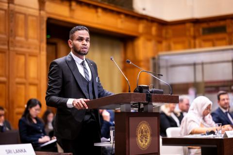 Mr Marwan Ahmed Mohamed Khier, Deputy Head of Mission, Legal Officer, Embassy of the Republic of the Sudan in the Kingdom of the Netherlands (Sudan) Photograph: UN Photo/ICJ-CIJ/Frank van Beek. Courtesy of the ICJ.