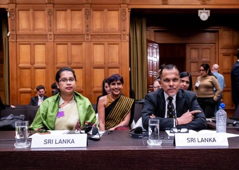 Members of the Delegation of Sri Lanka Photograph: UN Photo/ICJ-CIJ/Frank van Beek. Courtesy of the ICJ.