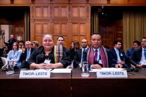 Members of the Delegation of Timor-Leste Photograph: UN Photo/ICJ-CIJ/Frank van Beek. Courtesy of the ICJ.