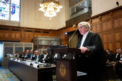 Sir Michael Wood, KCMG, KC, member of the Bar of England and Wales, Twenty Essex, London (Saudi Arabia) Photograph: UN Photo/ICJ-CIJ/Frank van Beek. Courtesy of the ICJ.