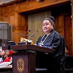 S. Exc. Mme Laingane Italeli Talia, Attorney General (Tuvalu) Photograph: UN Photo/ICJ-CIJ/Frank van Beek. Courtesy of the ICJ. All rights reserved.