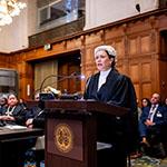Ms Philippa Webb, Professor of Public International Law, Blavatnik School of Government, University of Oxford, member of the Bars of Belize, England and Wales, and the State of New York, Twenty Essex Street Chambers (Tuvalu) Photograph: UN Photo/ICJ-CIJ/Frank van Beek. Courtesy of the ICJ.