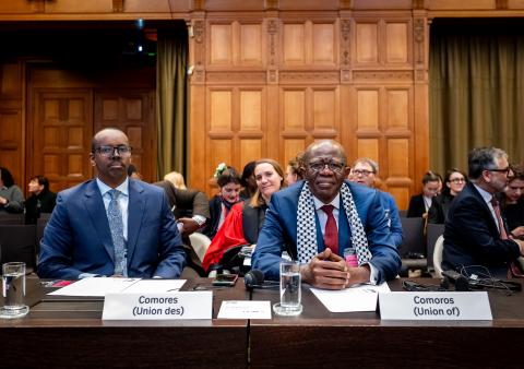 Members of the Delegation of the Union of Comoros Photograph: UN Photo/ICJ-CIJ/Frank van Beek. Courtesy of the ICJ.