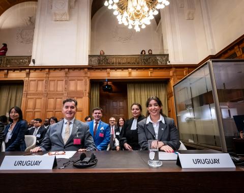 Members of the Delegation of Uruguay Photograph: UN Photo/ICJ-CIJ/Frank van Beek. Courtesy of the ICJ. All rights reserved.