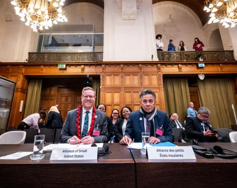 Members of the Delegation of the Alliance of Small Island States Photograph: UN Photo/ICJ-CIJ/Frank van Beek. Courtesy of the ICJ.