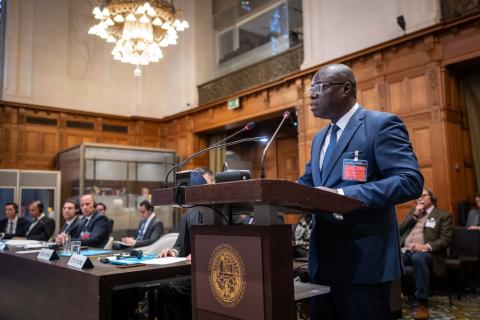 Mr Eugène Zagre, Director of Legal Affairs and Litigation, Ministry of the Environment and Sustainable Development (Côte d’Ivoire) Photograph: UN Photo/ICJ-CIJ/Frank van Beek. Courtesy of the ICJ.