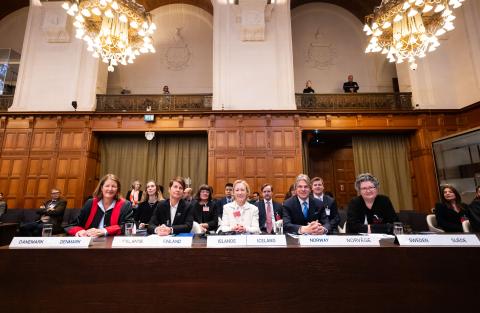 Members of the Delegations of Denmark, Finland, Iceland, Norway and Sweden Photograph: UN Photo/ICJ-CIJ/Frank van Beek. Courtesy of the ICJ.
