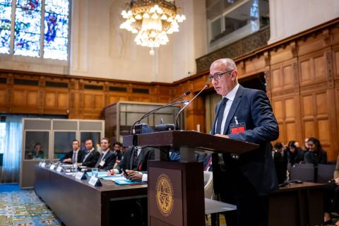 HE Mr Wael Aboulmagd, Assistant Minister for Climate Change, Environmental Affairs and Sustainable Development, Ministry of Foreign Affairs, Emigration and Egyptian Expatriates (Egypt) Photograph: UN Photo/ICJ-CIJ/Frank van Beek. Courtesy of the ICJ.