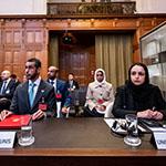 Members of the Delegation of the United Arab Emirates Photograph: UN Photo/ICJ-CIJ/Frank van Beek. Courtesy of the ICJ.