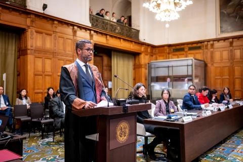 Mr Julio Rojas Báez, Professor of International Law at Universidad Iberoamericana, Vice-President of the Inter-American Juridical Committee and Special Rapporteur on the Legal Implications of Sea-Level Rise in the Inter-American Regional Context, member of the Bar of the Dominican Republic (Dominican Republic) Photograph: UN Photo/ICJ-CIJ/Frank van Beek. Courtesy of the ICJ.