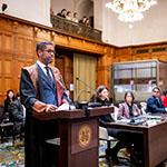 Mr Julio Rojas Báez, Professor of International Law at Universidad Iberoamericana, Vice-President of the Inter-American Juridical Committee and Special Rapporteur on the Legal Implications of Sea-Level Rise in the Inter-American Regional Context, member of the Bar of the Dominican Republic (Dominican Republic) Photograph: UN Photo/ICJ-CIJ/Frank van Beek. Courtesy of the ICJ.