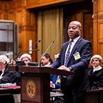 Mr Desmond Simon, Chargé d’affaires a.i., Embassies of the Eastern Caribbean States to the Kingdom of Belgium and Missions to the European Union (Saint Lucia) Photograph: UN Photo/ICJ-CIJ/Frank van Beek. Courtesy of the ICJ.