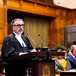 Mr Payam Akhavan, LLM SJD (Harvard) OOnt FRSC, Professor of International Law, Chair in Human Rights, and Senior Fellow, Massey College, University of Toronto, member of the Permanent Court of Arbitration, associate member of the Institut de droit international, member of the Bar of the State of New York, member of the Law Society of Ontario, Co-Representative of COSIS (Commission of Small Island States on Climate Change and International Law) Photograph: UN Photo/ICJ-CIJ/Frank van Beek. Courtesy of the ICJ.
