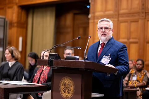 Mr Derek Walton, Legal Counsel (World Health Organization) Photograph: UN Photo/ICJ-CIJ/Frank van Beek. Courtesy of the ICJ.