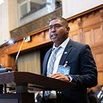 Mr Kenrick Williams, Chief Executive Officer, Ministry of Sustainable Development and Climate Change (Belize) Photograph: UN Photo/ICJ-CIJ/Frank van Beek. Courtesy of the ICJ.