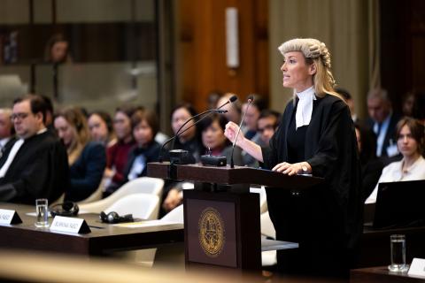Ms Amy Sander, Barrister, Essex Court Chambers, member of the Bar of England and Wales (Belize) Photograph: UN Photo/ICJ-CIJ/Frank van Beek. Courtesy of the ICJ.