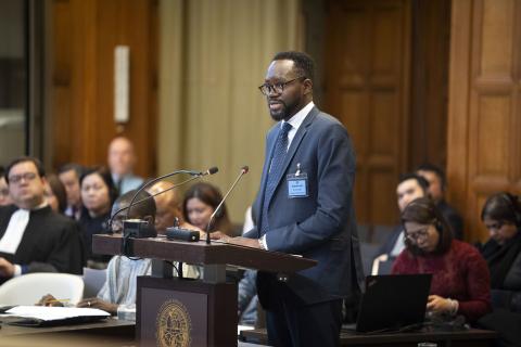 Mr Mamadou Hébié, Associate Professor of International Law, Leiden University, member of the Permanent Court of Arbitration, member of the Bar of the State of New York (Burkina Faso) Photograph: UN Photo/ICJ-CIJ/Frank van Beek. Courtesy of the ICJ.