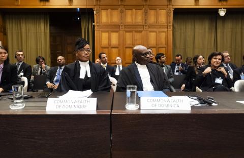 Members of the Delegation of the Commonwealth of Dominica Photograph: UN Photo/ICJ-CIJ/Jeroen Jumelet. Courtesy of the ICJ.