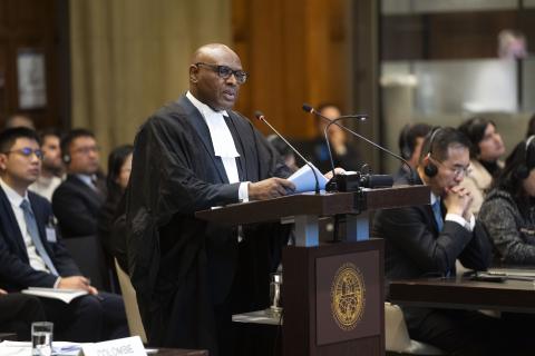 Mr Levi Peter, Attorney General (Commonwealth of Dominica) Photograph: UN Photo/ICJ-CIJ/Jeroen Jumelet. Courtesy of the ICJ.