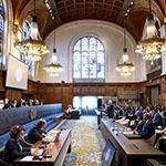 View of the ICJ courtroom at the start of the hearing View of the ICJ courtroom at the start of the hearing