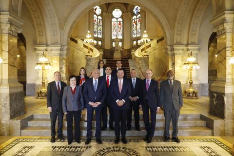 Front row, from left to right: H.E. Mr. Philippe Gautier, H.E. Judge Xue Hanqin, H.E. Judge Kirill Gevorgian, H.E. Mr. Rodrigo Chaves Robles, H.E. Judge Peter Tomka and H.E. Judge Patrick L. Robinson. Second row, from left to right: Mrs. Gina Guillén Grillo, H.E. Mr. Arnoldo Brenes and H.E. Mr. Arnoldo André Tinoco. Third row, from left to right: Mrs. Eliana Villalobos Cárdenas and Mr. Manuel Morales Ovares. Front row, from left to right: H.E. Mr. Philippe Gautier, H.E. Judge Xue Hanqin, H.E. Judge Kirill Gevorgian, H.E. Mr. Rodrigo Chaves Robles, H.E. Judge Peter Tomka and H.E. Judge Patrick L. Robinson. Second row, from left to right: Mrs. Gina Guillén Grillo, H.E. Mr. Arnoldo Brenes and H.E. Mr. Arnoldo André Tinoco. Third row, from left to right: Mrs. Eliana Villalobos Cárdenas and Mr. Manuel Morales Ovares.