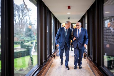 Visit of HE Mr Marcelo Rebelo de Sousa, President of the Portuguese Republic, to the International Court of Justice Photograph: UN Photo/ICJ-CIJ/Frank van Beek. Courtesy of the ICJ. All rights reserved.