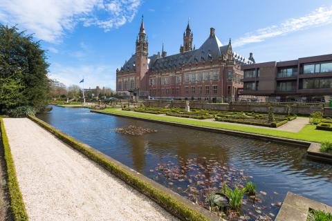 View of the Peace Palace garden