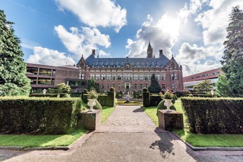 View of the Peace Palace and garden